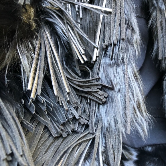 Roberto Cavalli Fur Leather Fringe Jacket 40 S M - Picture 3 of 14